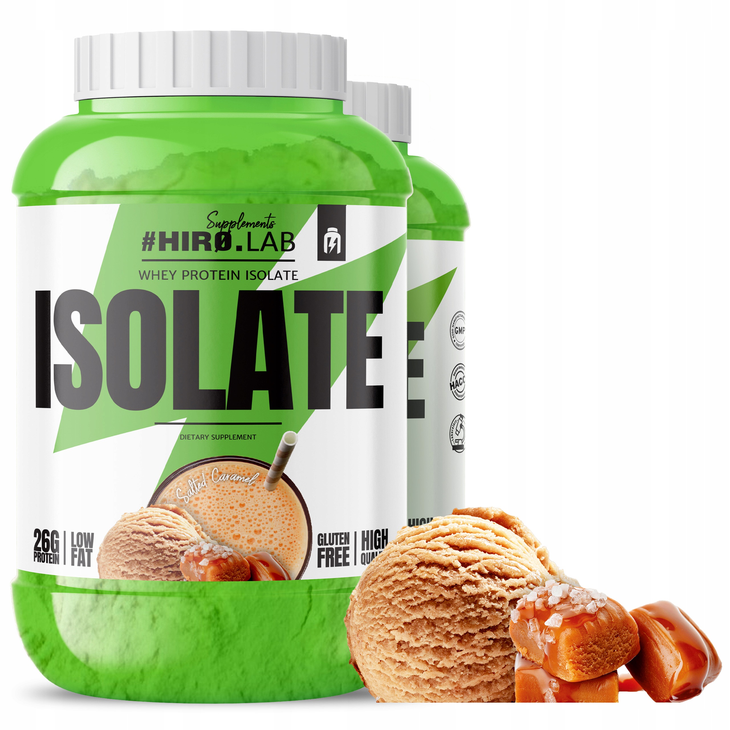 2x Protein Wpi Whey Protein Isolate Izolat Doplněk Stravy 1800 g Slaný Karamel Hiro