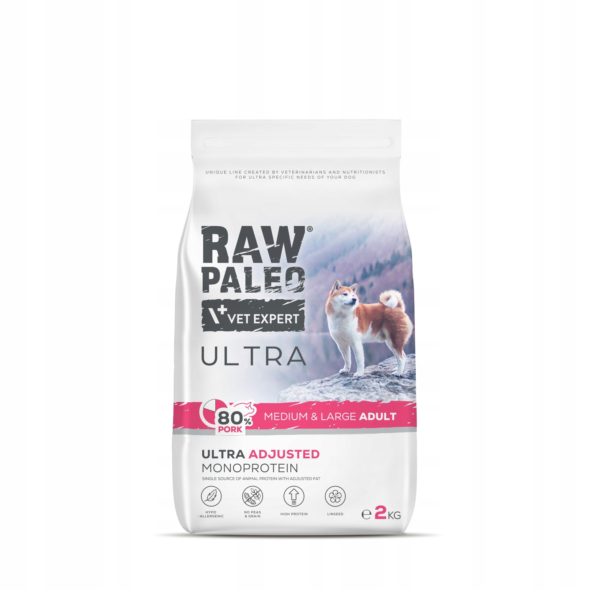 Levně Raw Paleo Ultra Pork Adult M/L s vepřovým masem pro střední a velké psy 2 kg