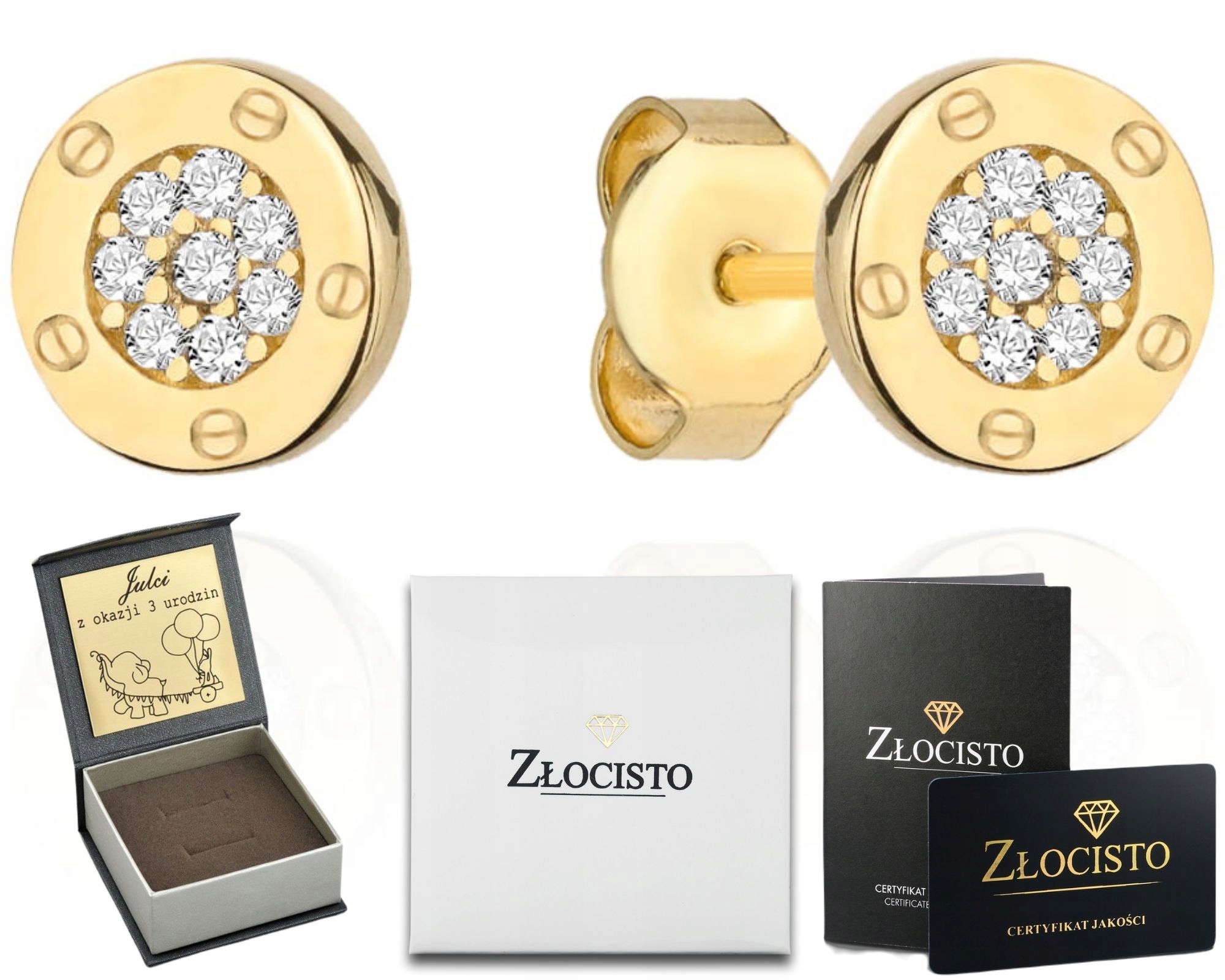 Puzetové Náušnice S Kamenem Zirkon Zlato 585