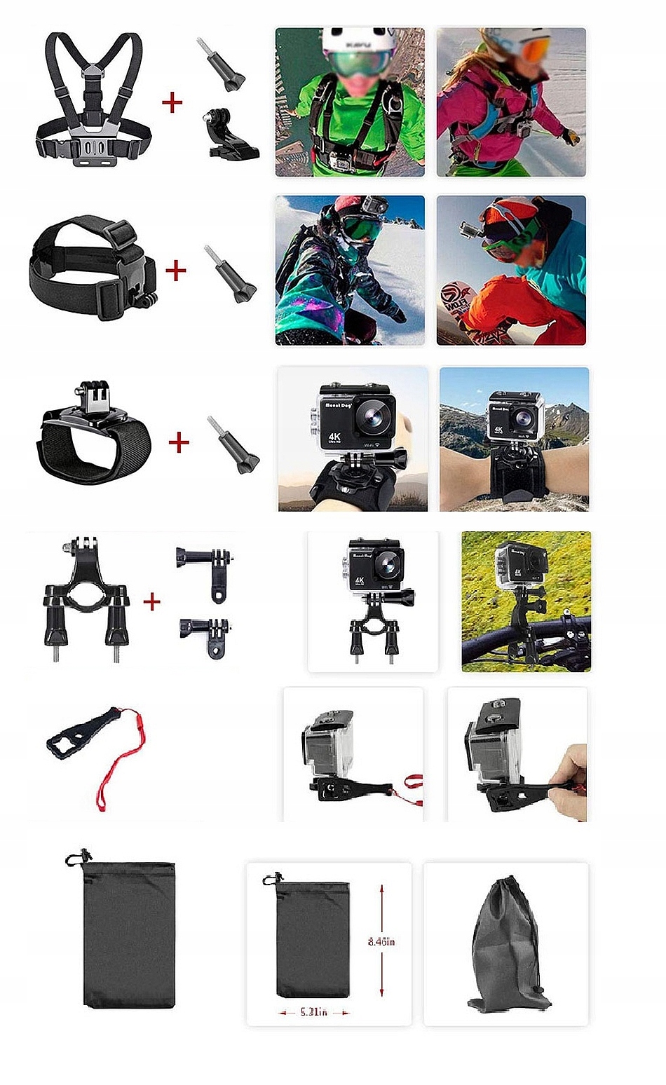 ZESTAW AKCESORIÓW DO GOPRO HERO 9 8 7 6 5 4 SJCAM Marka BBE