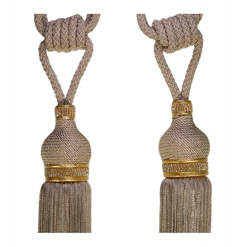 Chvost Premium na záclony, zlato Marrákeš a krystaly, 80 cm