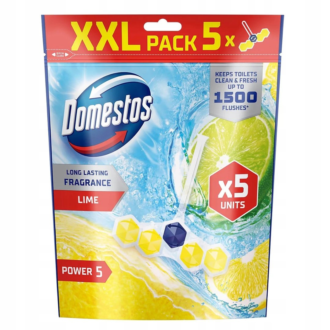 Domestos Zawieszka Do Toalety Wc Na Kamień i Osad Lime XXL 5-PAK Cytryna