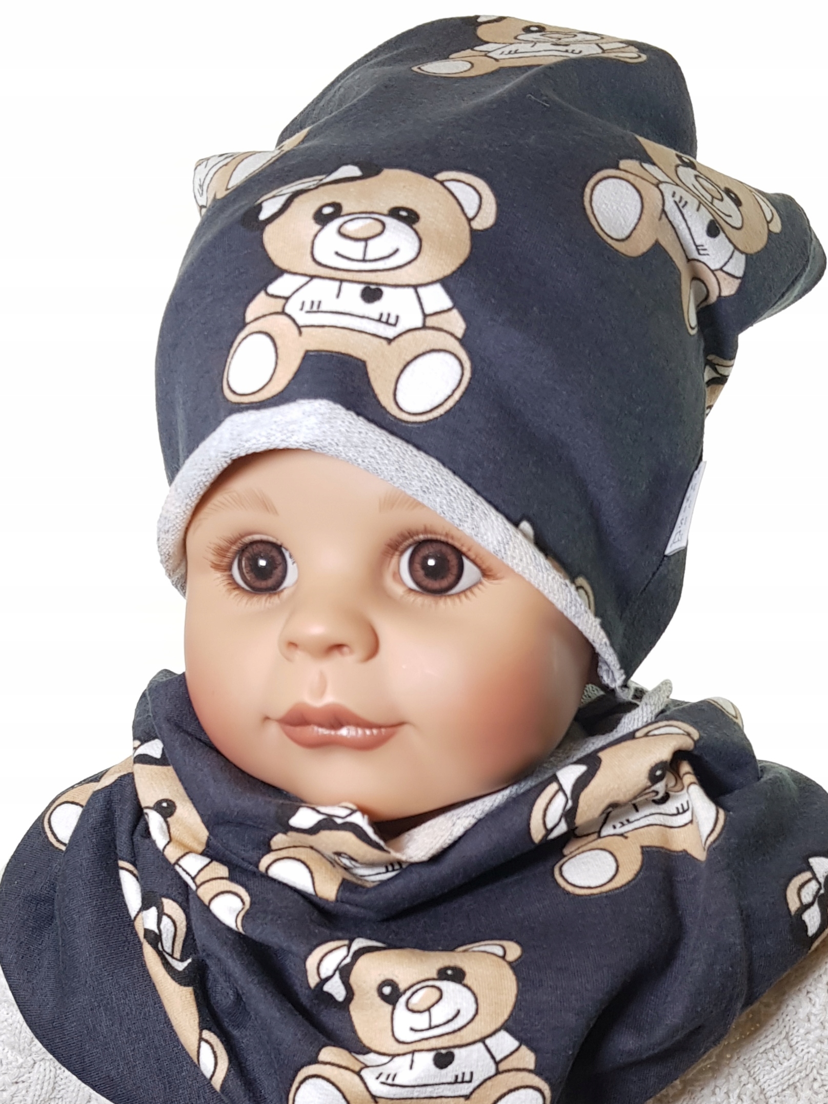 

Kpl Dresówka Czapka Beanie + Komin 6M-10LAT 25WZÓR