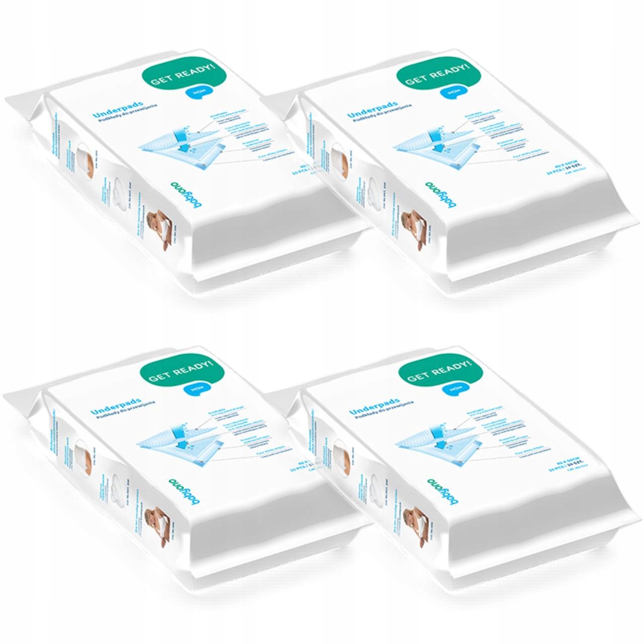 BABYONO PODKŁADY DO PRZEWIJANIA 40x60 cm HIGIENICZNE PRZYLEPIEC 40szt 513