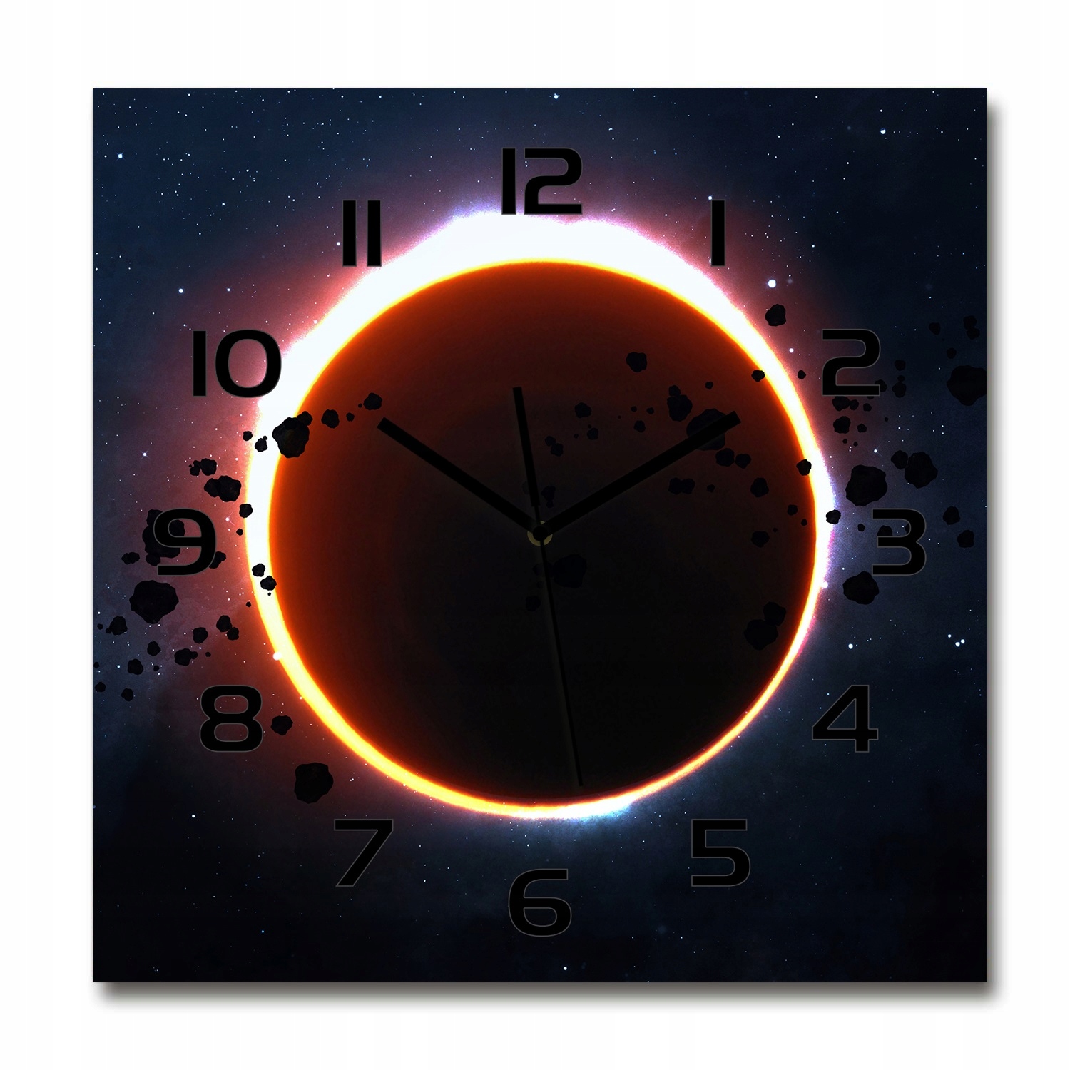 

Duży szklany zegar ścienny Zaćmienie słońca 60x60