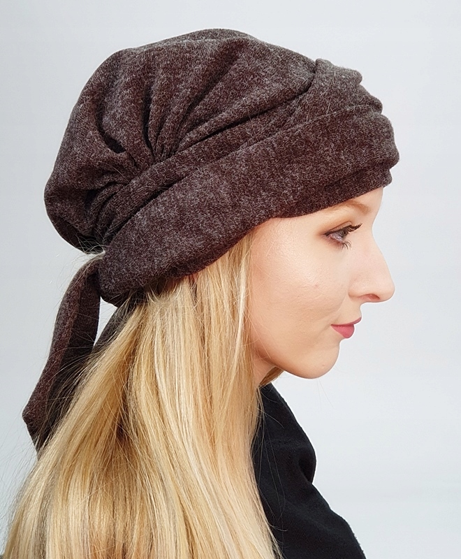 Turban Lara Brąz na zimę modne chusty Eva Design Model Lara