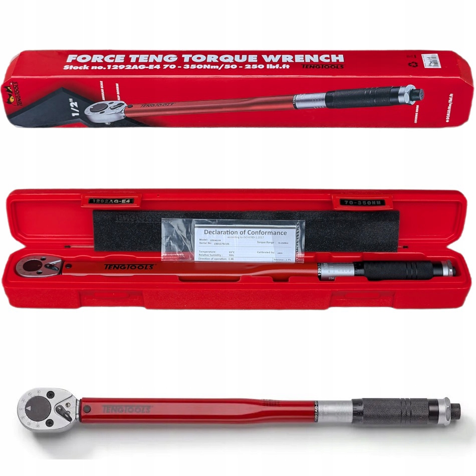Momentový kľúč Teng Tools v krabičke s uhlomerom 70-350 Nm
