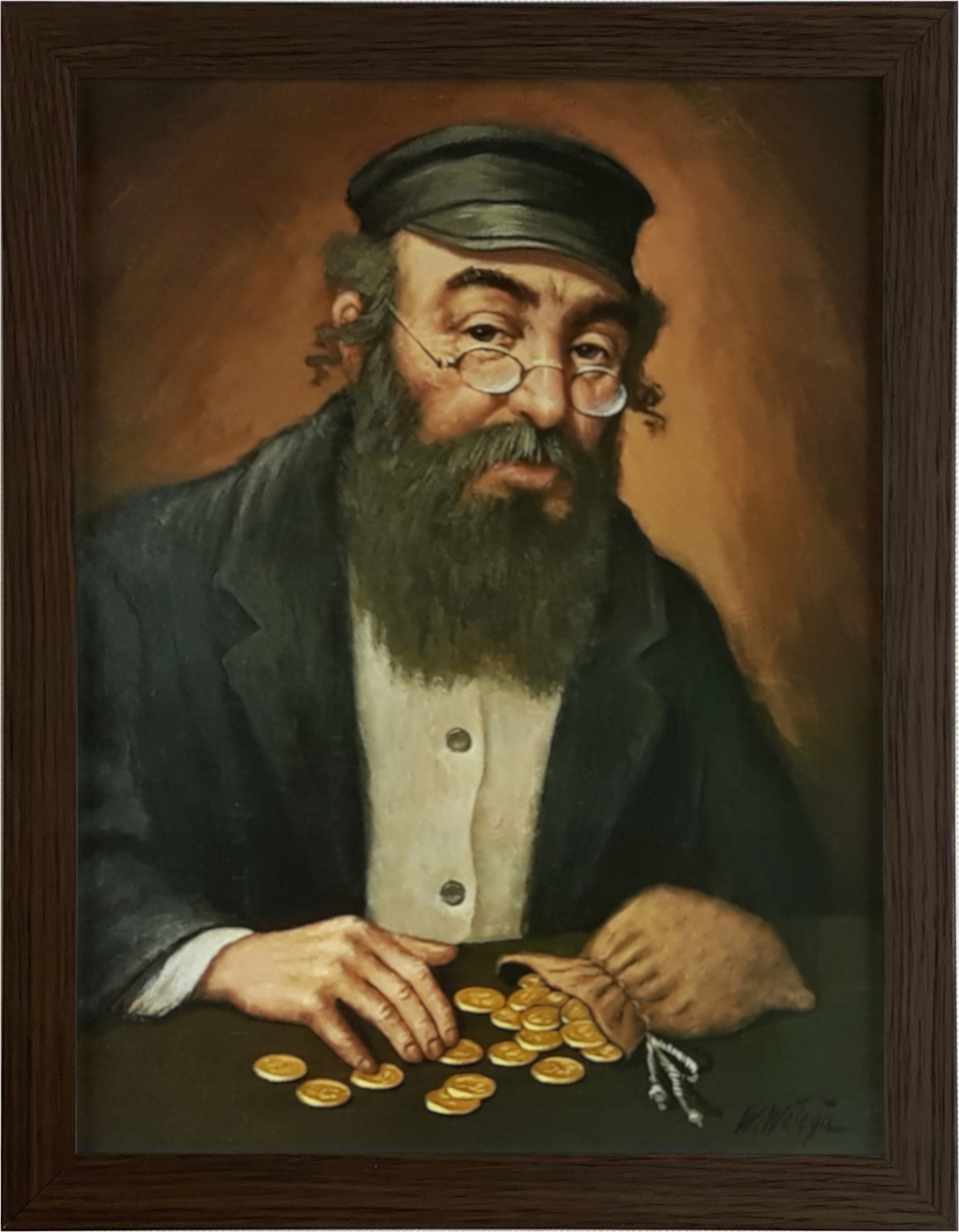 

Obraz 45x35 Żyd Liczący Pieniądze Rama Wenge