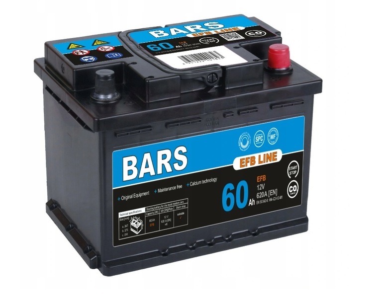 Akumulator Bars EFB 12V 60Ah 620A Start/Stop