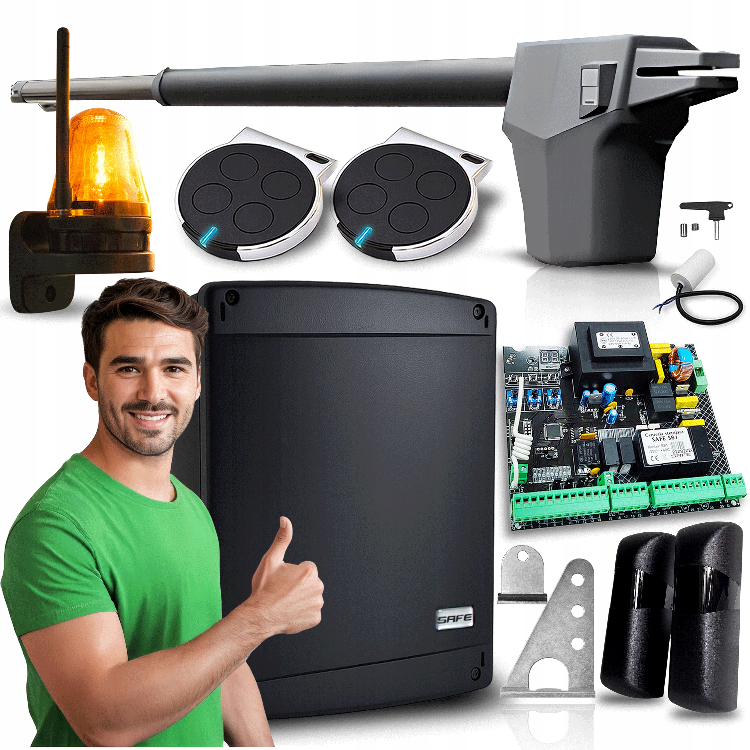 Pohon pro Jednokřídlovou bránu 4,3 Set 2 x Pilot Lampa Automat pohon