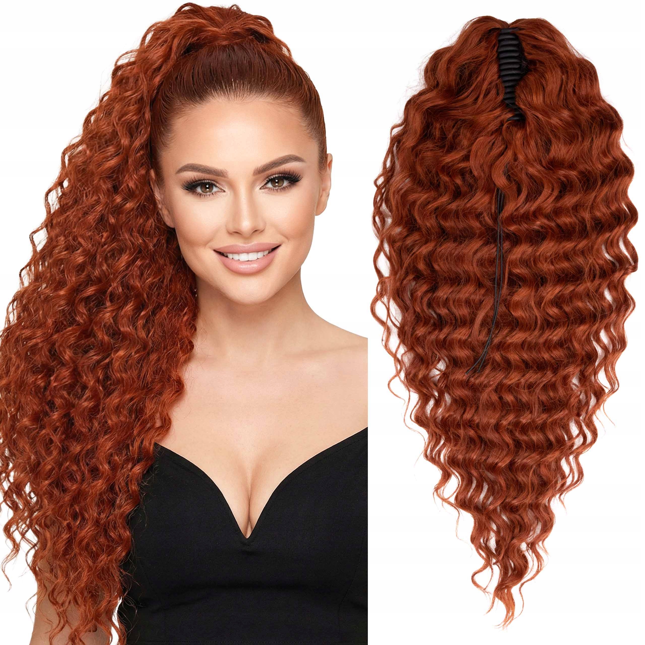 Afro krab kucyk na klamrze włosy syntetyczne Hanna 60cm rudy czerwony