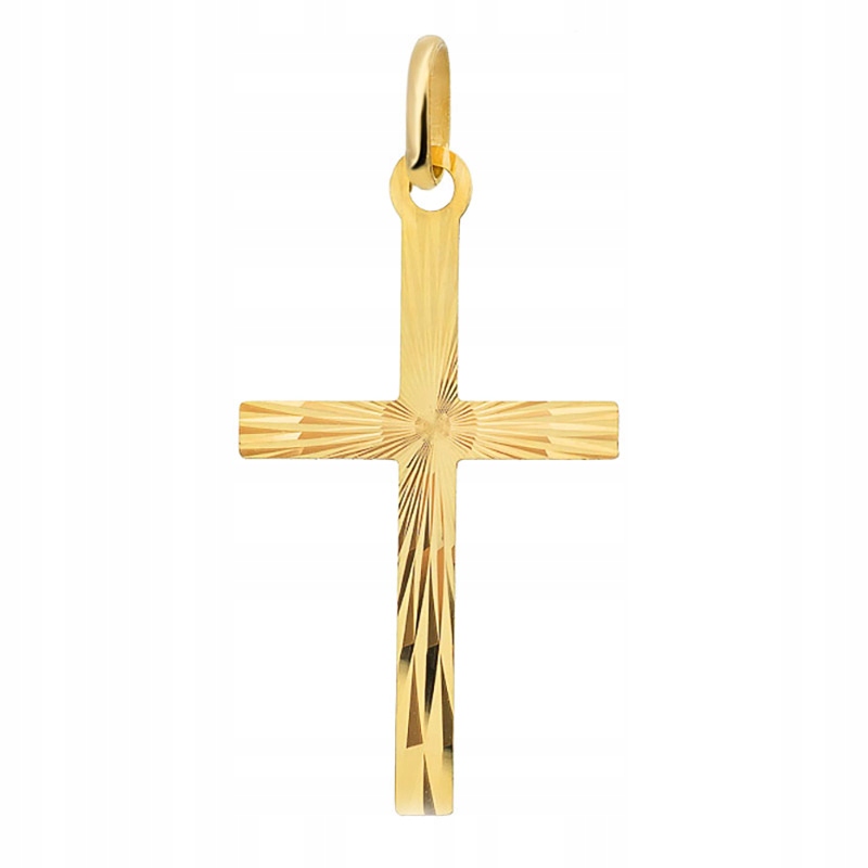 Zlatý Křížek Kříž pr. 585 14k Zdobený křest Svaté Přijímání Krabička