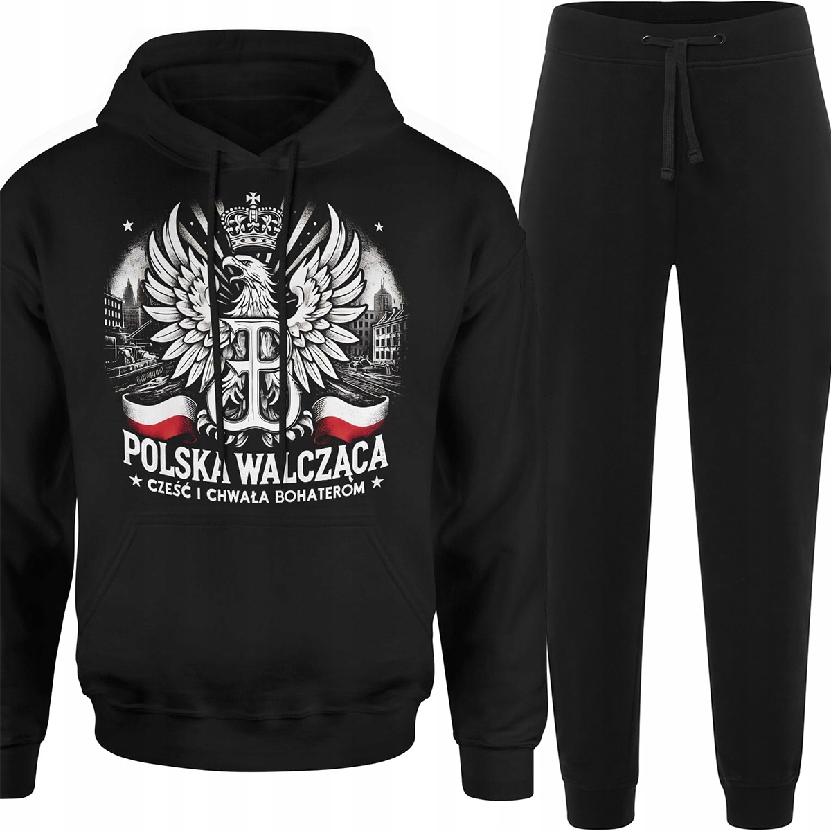 Teplákovka Pánský Komplet Pánských Tepláků Mikina S Vlasteneckým Orlem A Bílou Barvou