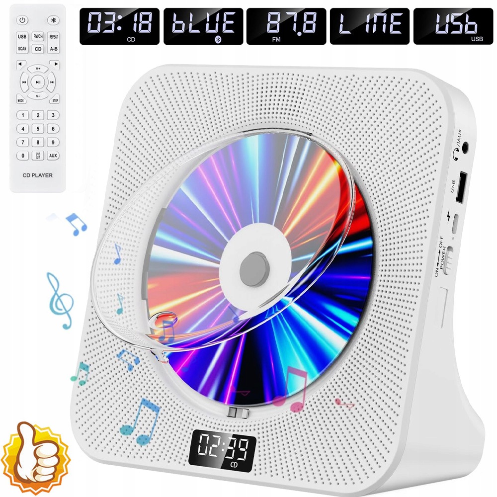 Přenosný Přehrávač CD Reproduktor Bluetooth Rádio Hifi Usb LCD S Usb Portem