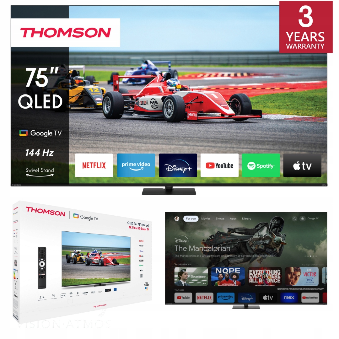 Telewizor Smart Tv Qled 75" Thomson Google 4K 144Hz Android 3 Lata Ochrony