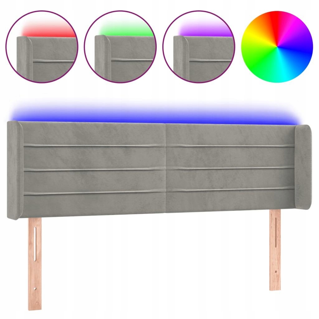 VidaXL Opěrka hlavy k posteli s Led, světle šedá,