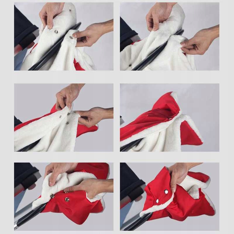 MUFKA DO WÓZKA MUFFKA NA RĘCE WODOODPORNA GRUBA MIĘKKA OCIEPLANA czarna Wzór dominujący bez wzoru