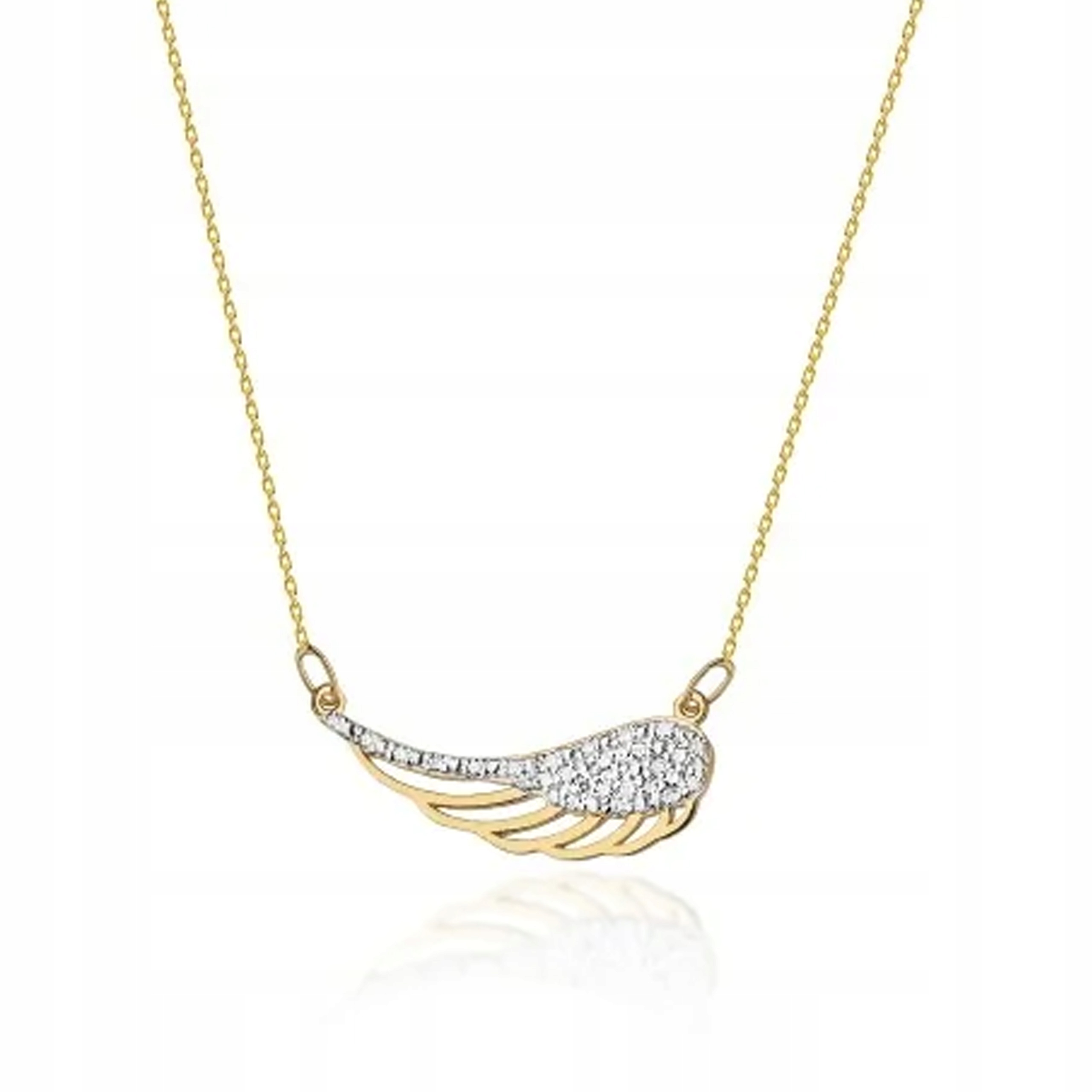 Dámský zlatý náhrdelník 585, křídlo zdobené diamanty, jemný dárek