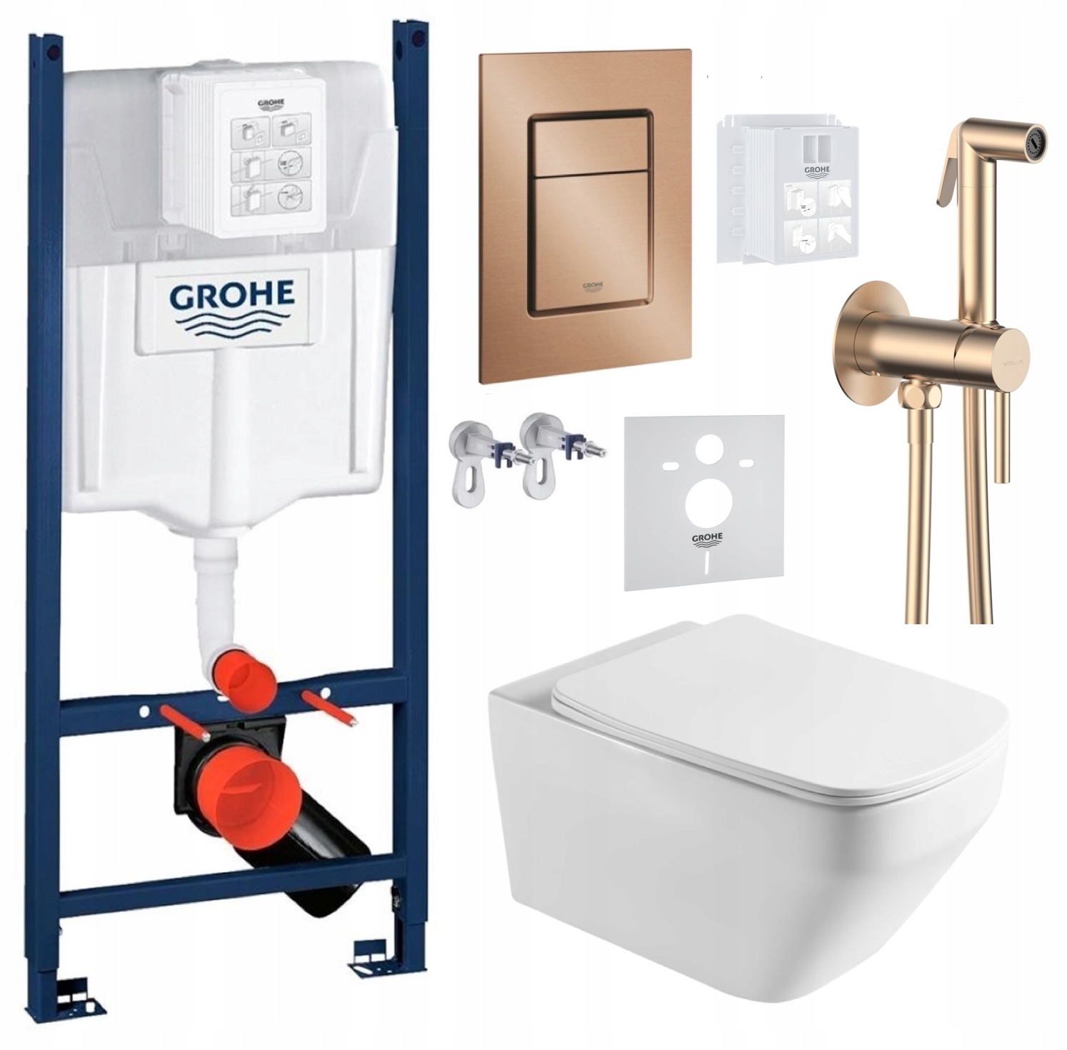Wc rošt Grohe Rapid Sl s Wc misou Naron a tlačidlom meď batéria meď