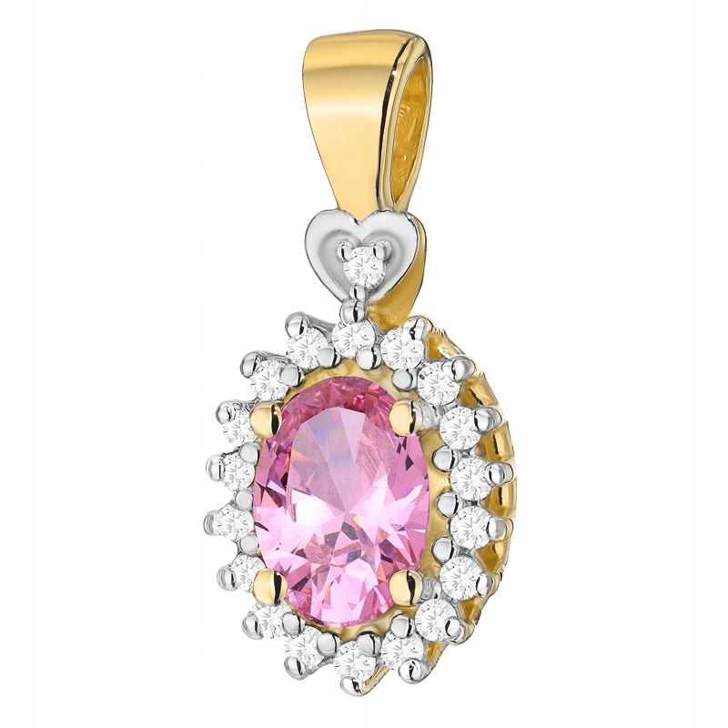 Zlatý Přívěsek Přívěsek pr. 585 s růžovým topazem 0,50 ct a brilianty 14k