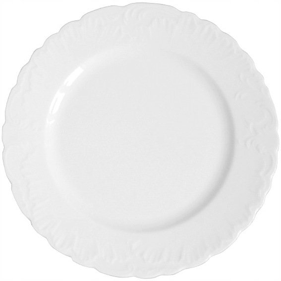 0001 TALERZ PŁYTKI 25 Białe ROCOCO ĆMIELÓW PORCELA