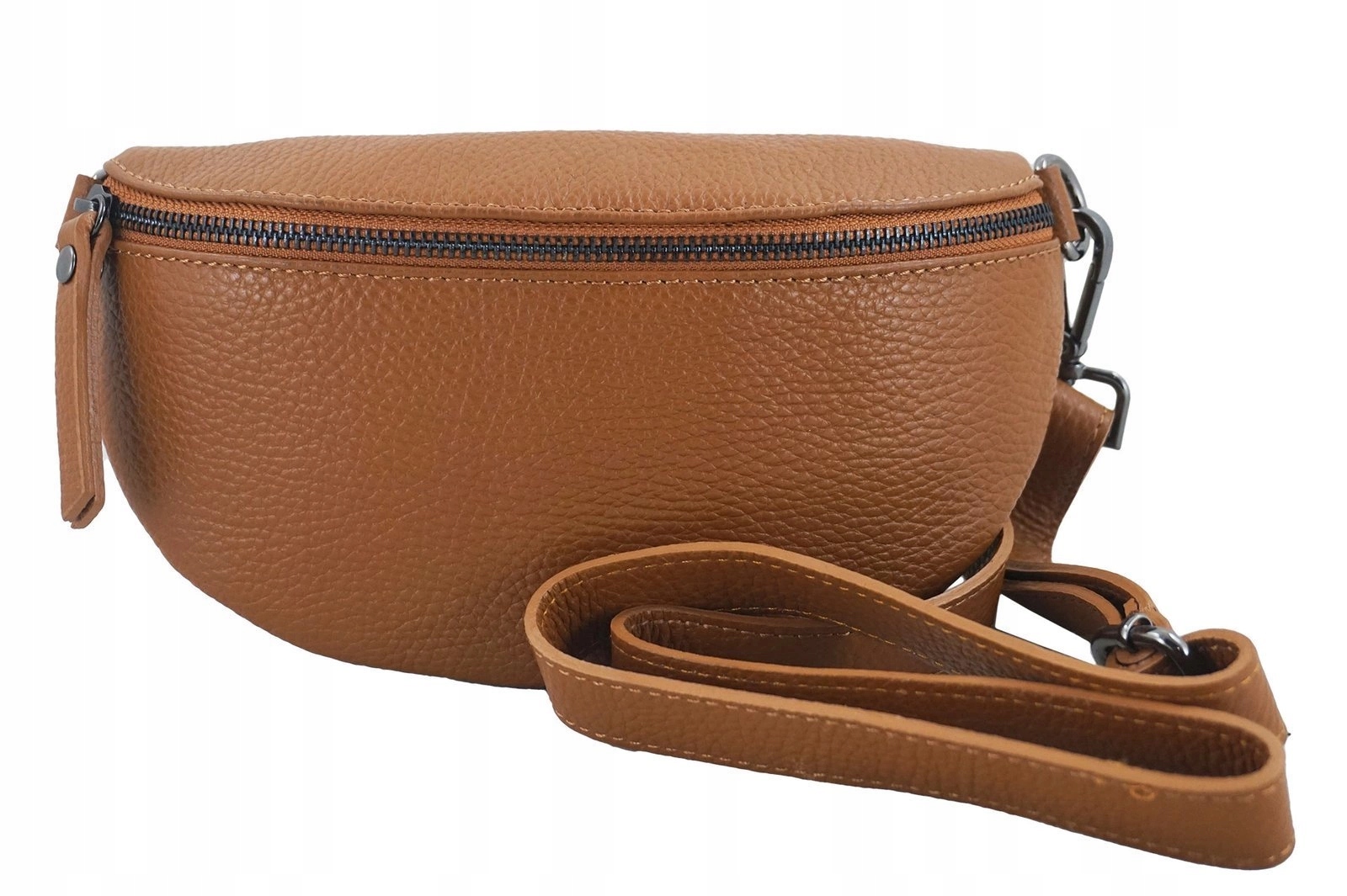 Saszetka nerka skórzana damska saszetka Jasnobrązowa