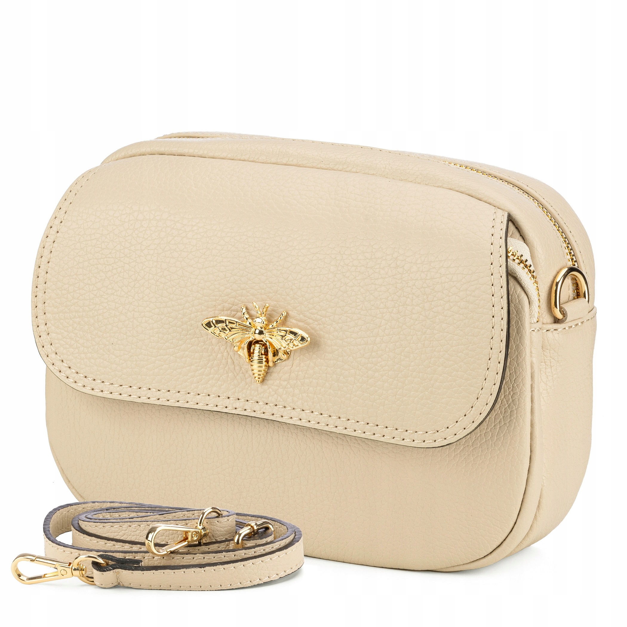 Dámská Kožená Kabelka Béžová Kabelka Přes Rameno Vera Pelle Přes Rameno Shopper