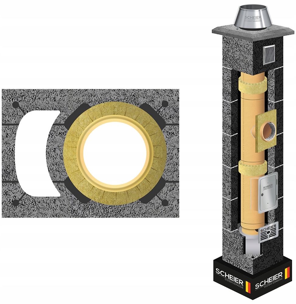 Komínový systém fi 200 4 m komínový systém keramický set Scheier 36x49