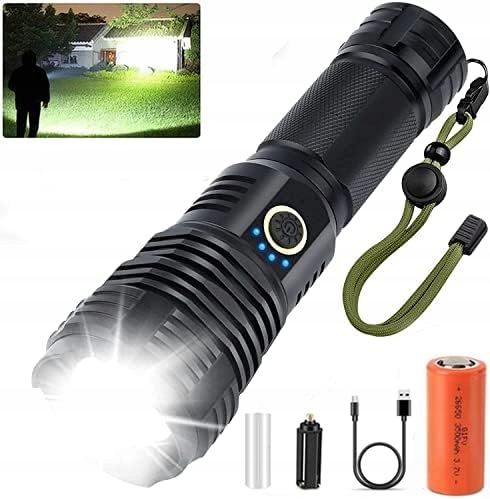 Latarka Led dużej mocy ładowania na Usb wodoodporne IPX67 akumulator zoom