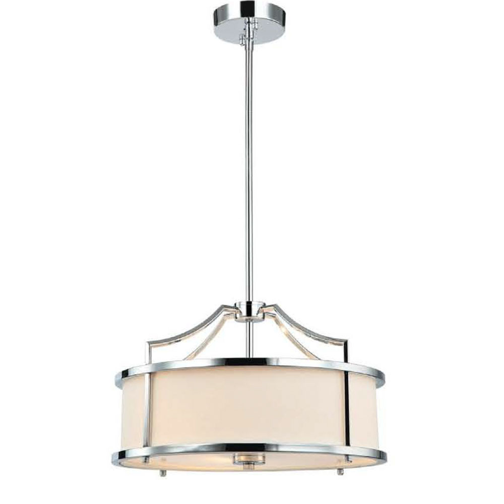 Art Deco Závesná lampa Stanza 3 chrómovaná s bielym tienidlom, elegantná