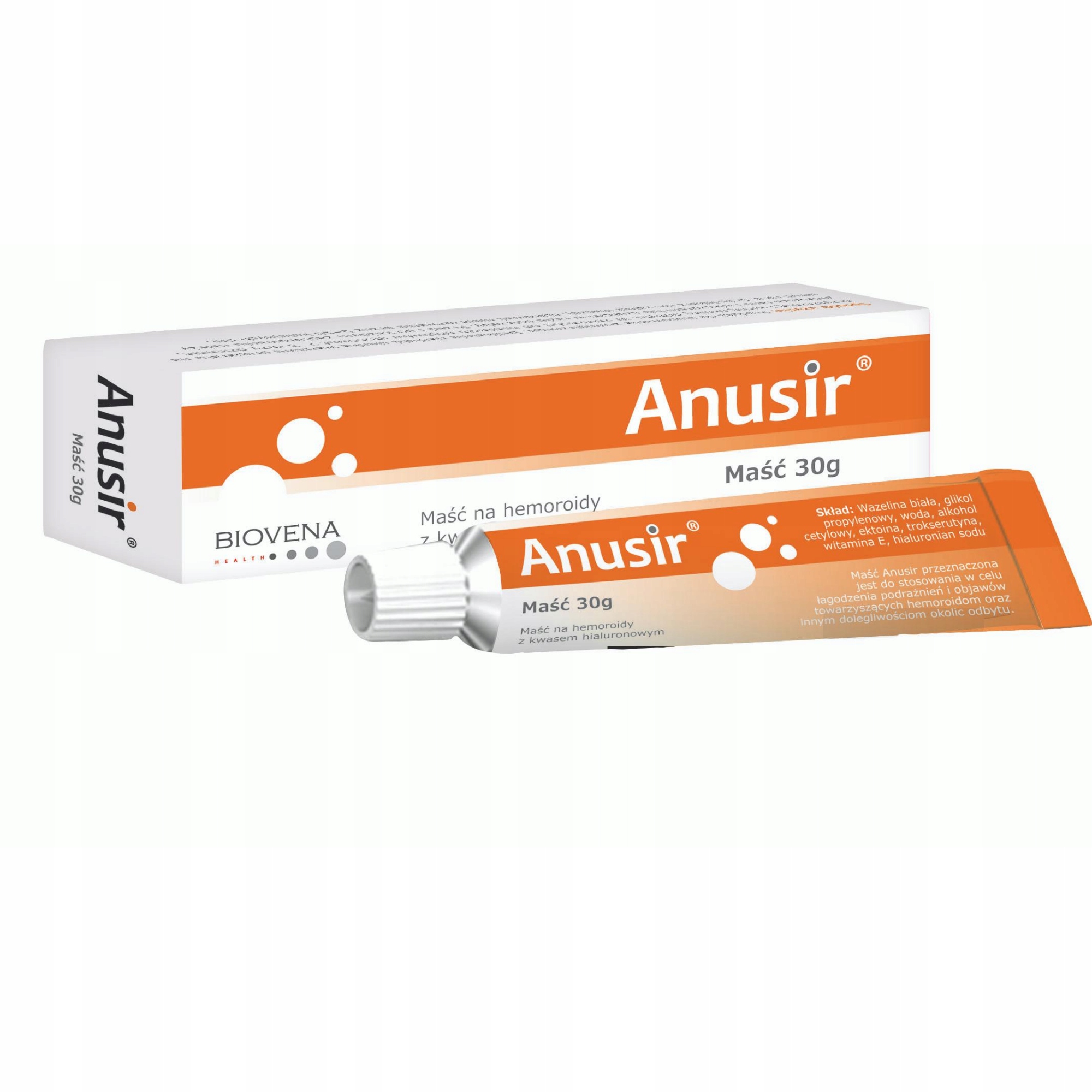 

Anusir - maść na hemoroidy z kwasem hialuronowym