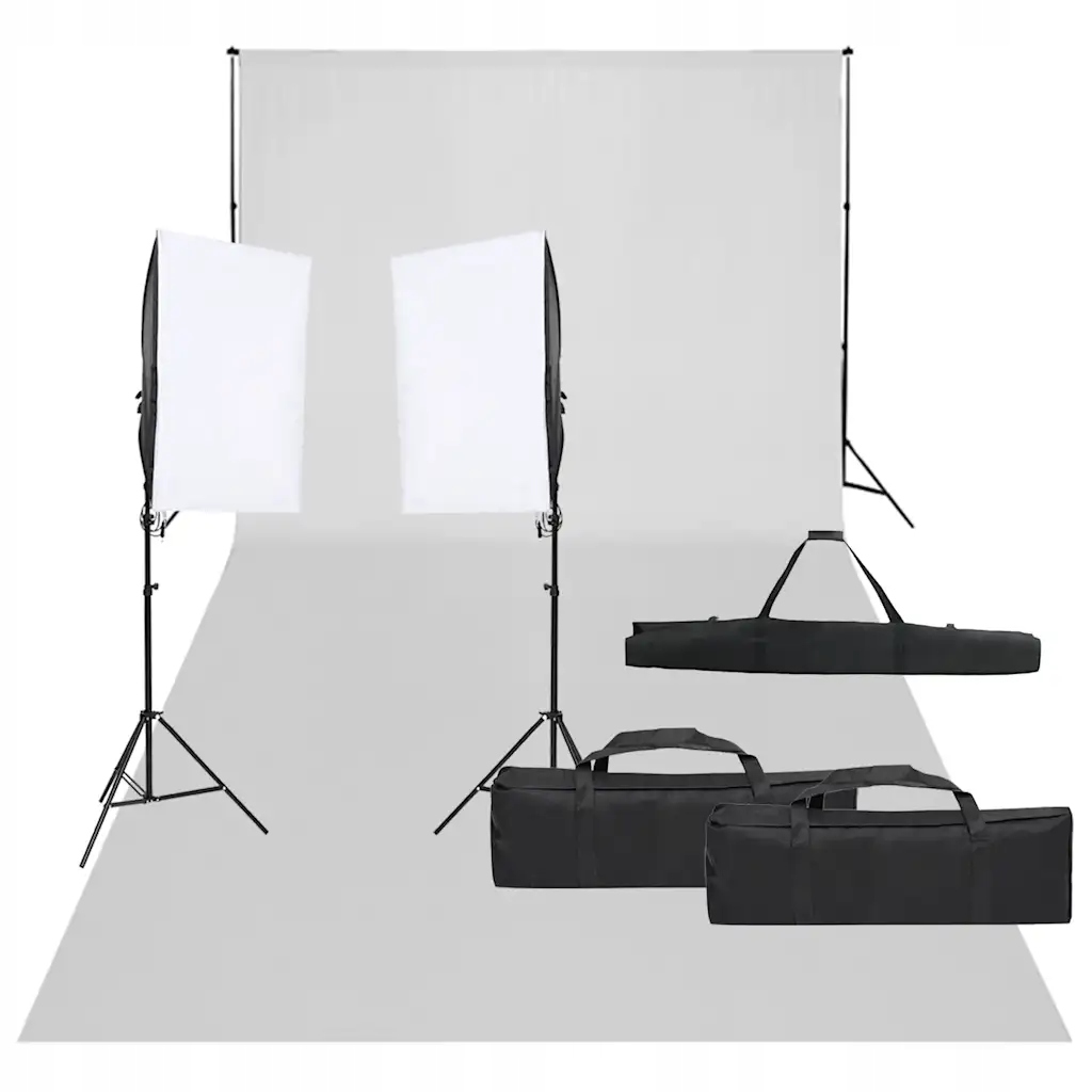 Zestaw Fotograficzny Studyjny z Lampami Tłem Softbox Statyw Parasolka