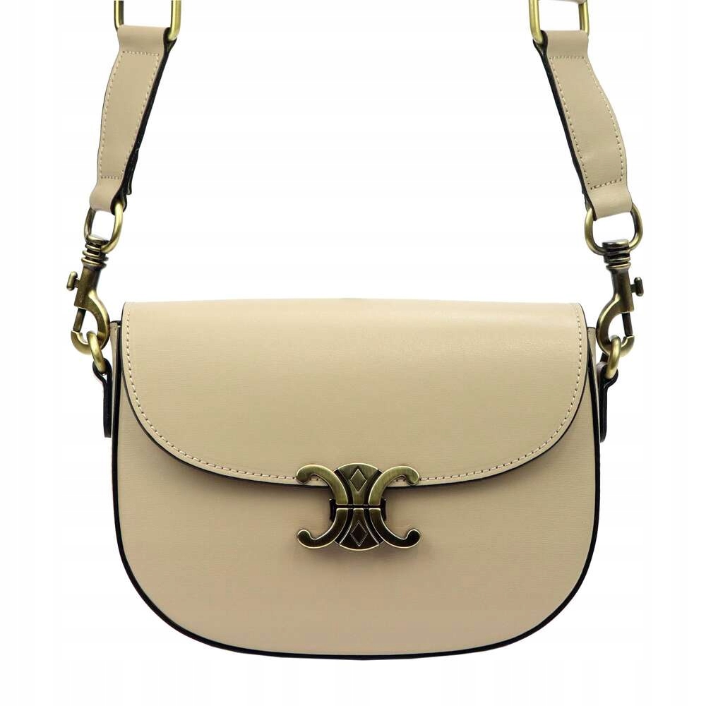 Kožená kabelka Luka Béžová Kabelka Přes Rameno s kováním Luka 20-047