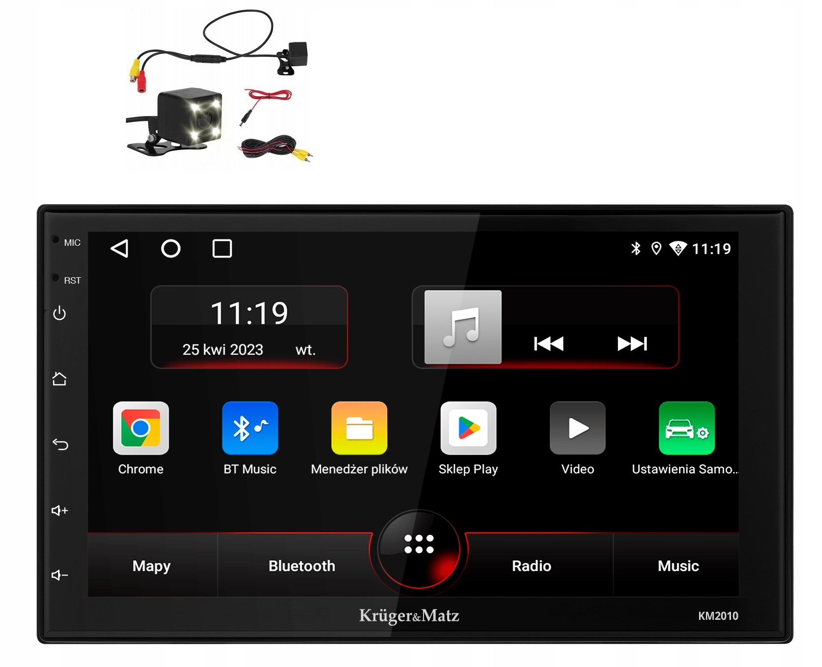 Kruger&Matz KM2010 Rádio do auta Bt CarPlay Android +++ couvací kamera