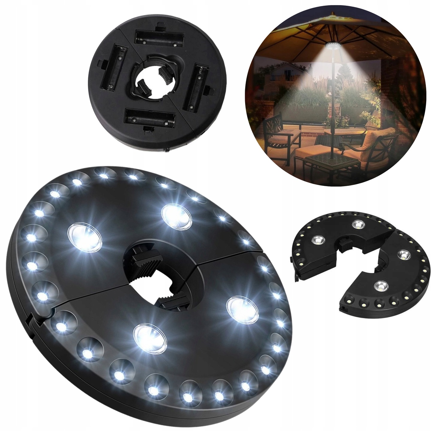 LAMPKA LED NA PARASOL OGRODOWY OŚWIETLENIE POD PARASOL 16 CM