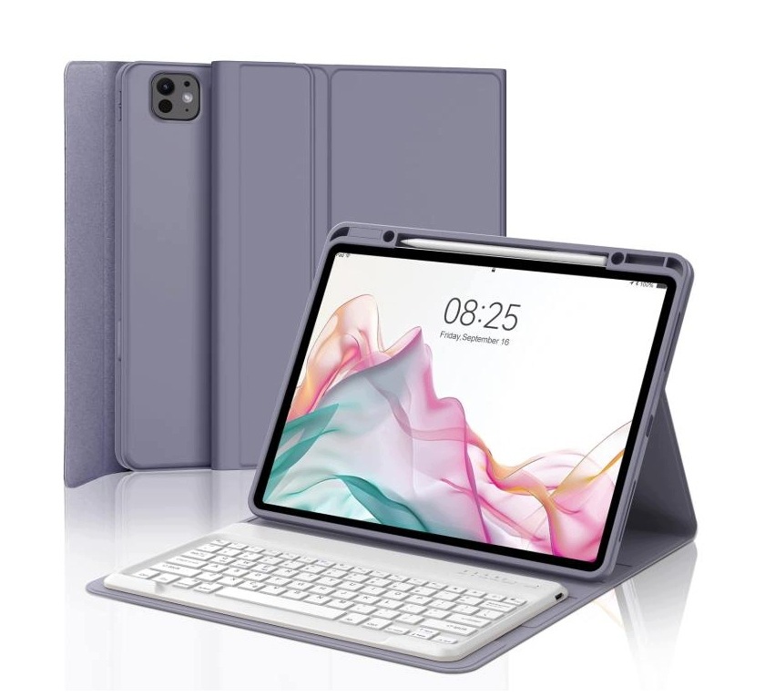 Puzdro Iveoppe s klávesnicou iPad Pro 13 M4 2024 levanduľovo-šedé