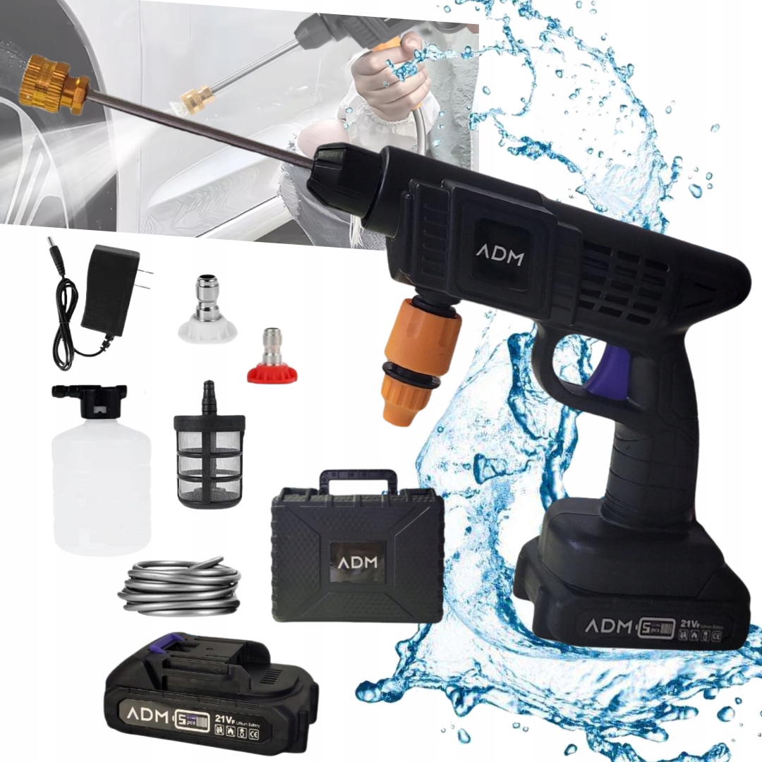 Tlaková myčka Adm bezdrátová 2 baterie 21 V černá