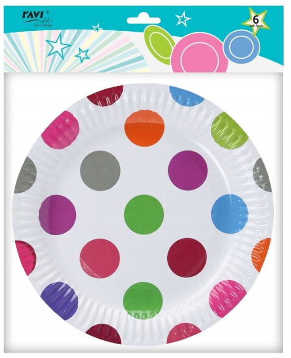 TALERZE PAPIEROWE KROPKI URODZINY 23CM 6SZT Marka PartyPal