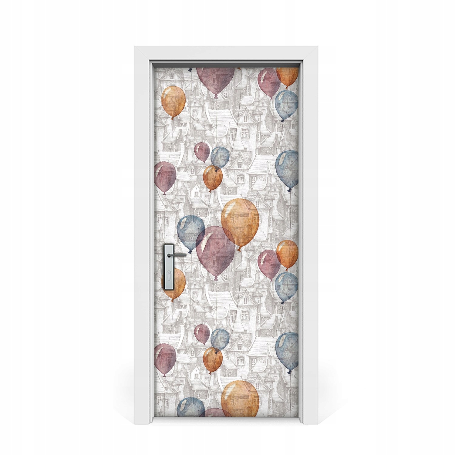 

Naklejka na drzwi Słodkie balony i domy 85x205