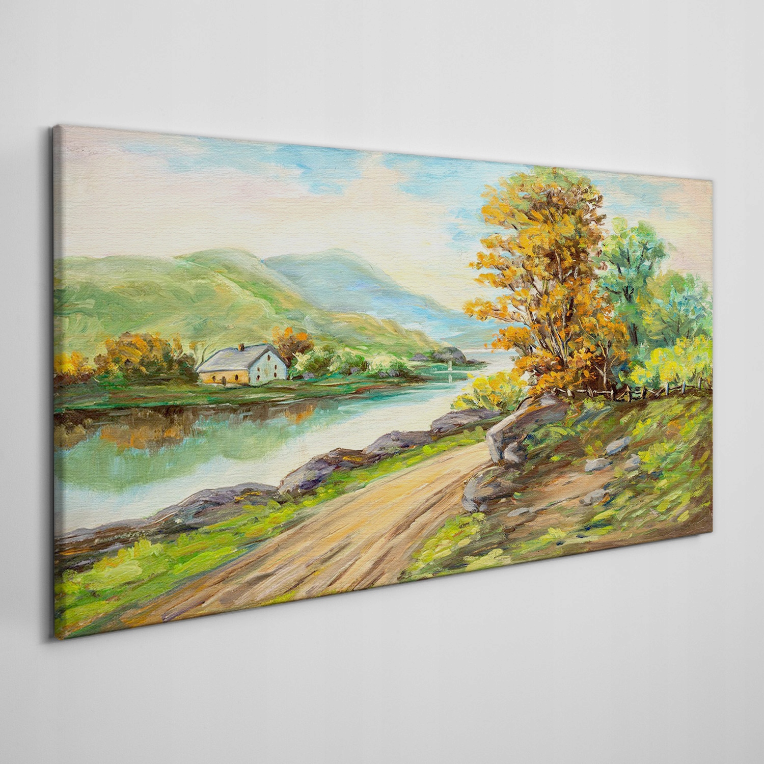 

Płótno obraz na ścianę Wieś drzewa rzeka 100x50 cm