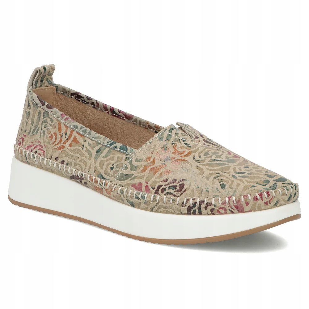 Buty damskie skórzane półbuty letnie wsuwane na platformie Filippo r.40