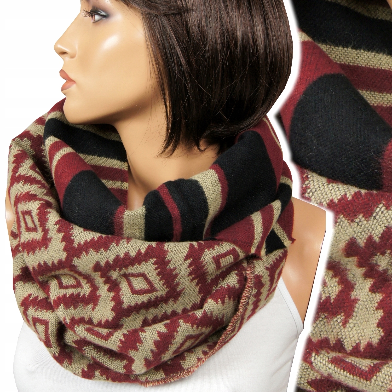 CIEPŁY KOMIN damski WEŁNIANY szal szalik GRUBY JESIENNO ZIMOWY - NOWE WZORY