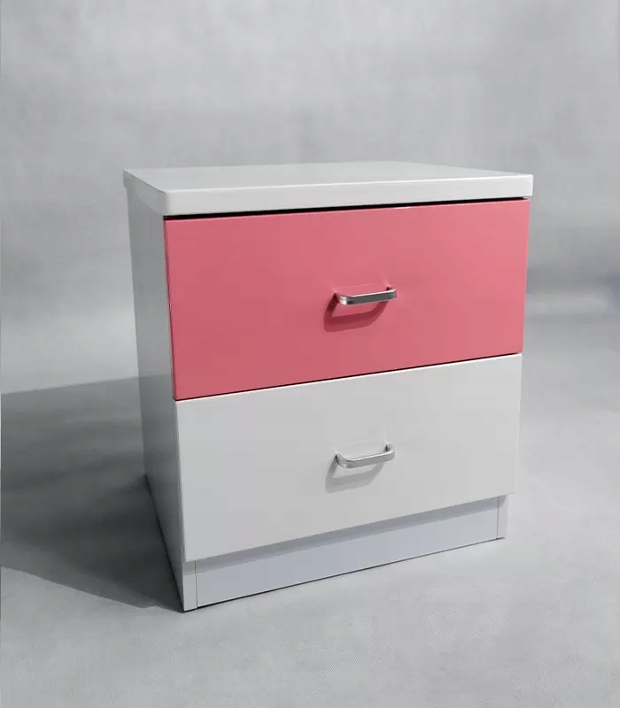 Szafka nocna róż/biały POŁYSK