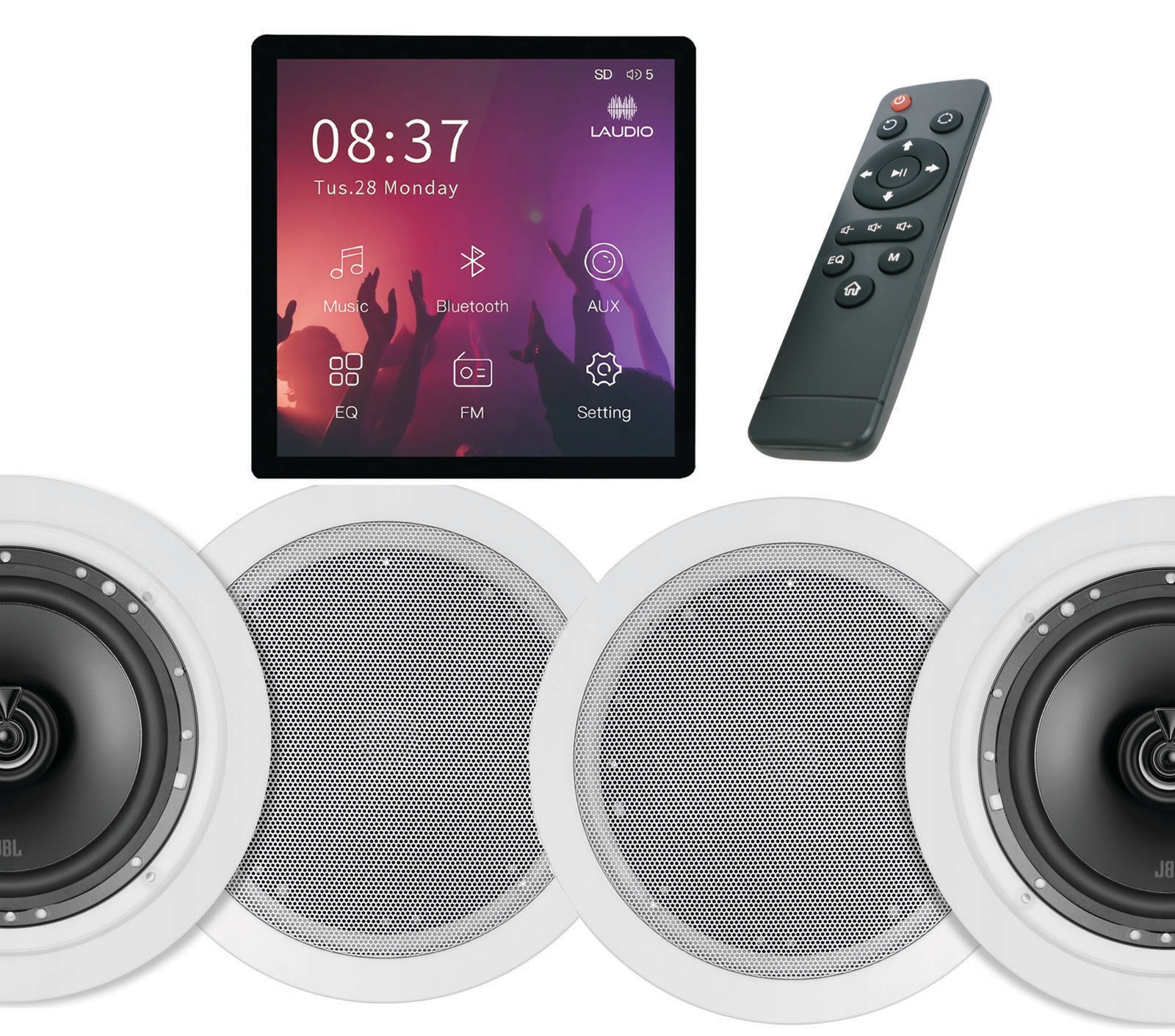 Podomítkové Rádio Laudio W20BT S Bluetooth Usb Sd Reproduktory Jbl 4X 60W