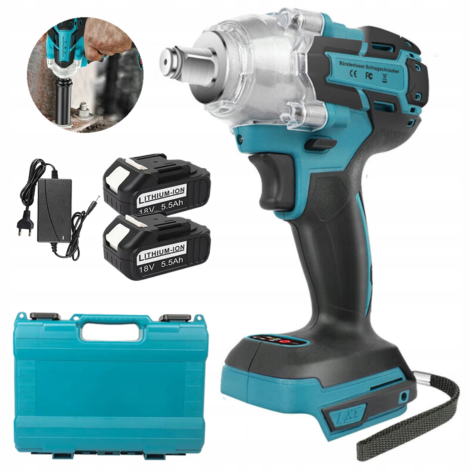 Aku Rázový Utahovák Na Kola 21V 650NM Se 2 Bateriemi