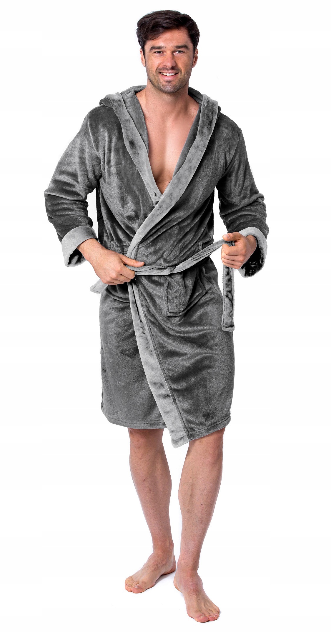 

Szlafrok Męski Comfort Microfibra Ciemnoszary M/L