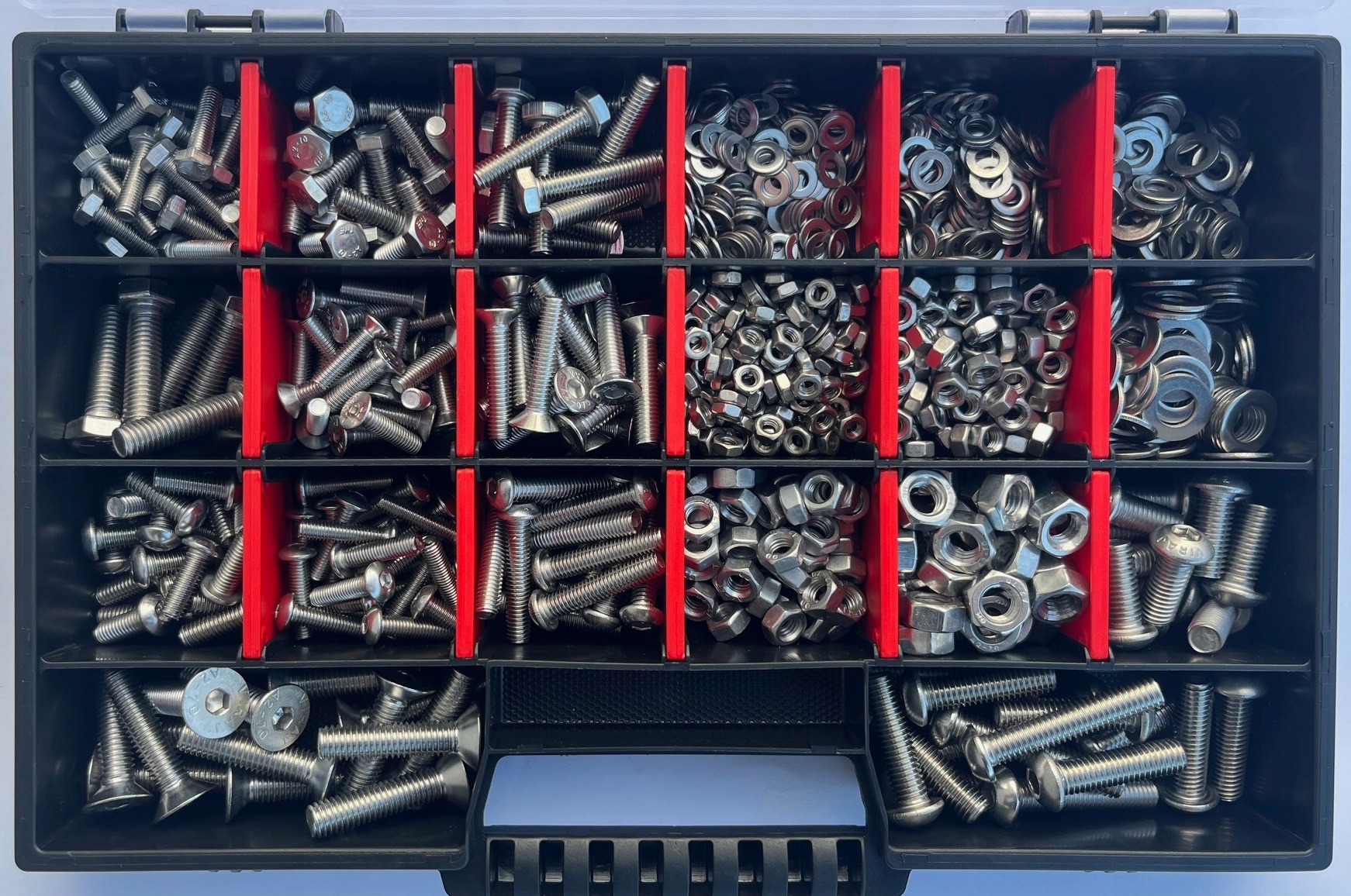 Zestaw śrub nakrętek i podkładek mix stal nierdzewna A2 865szt. (4)