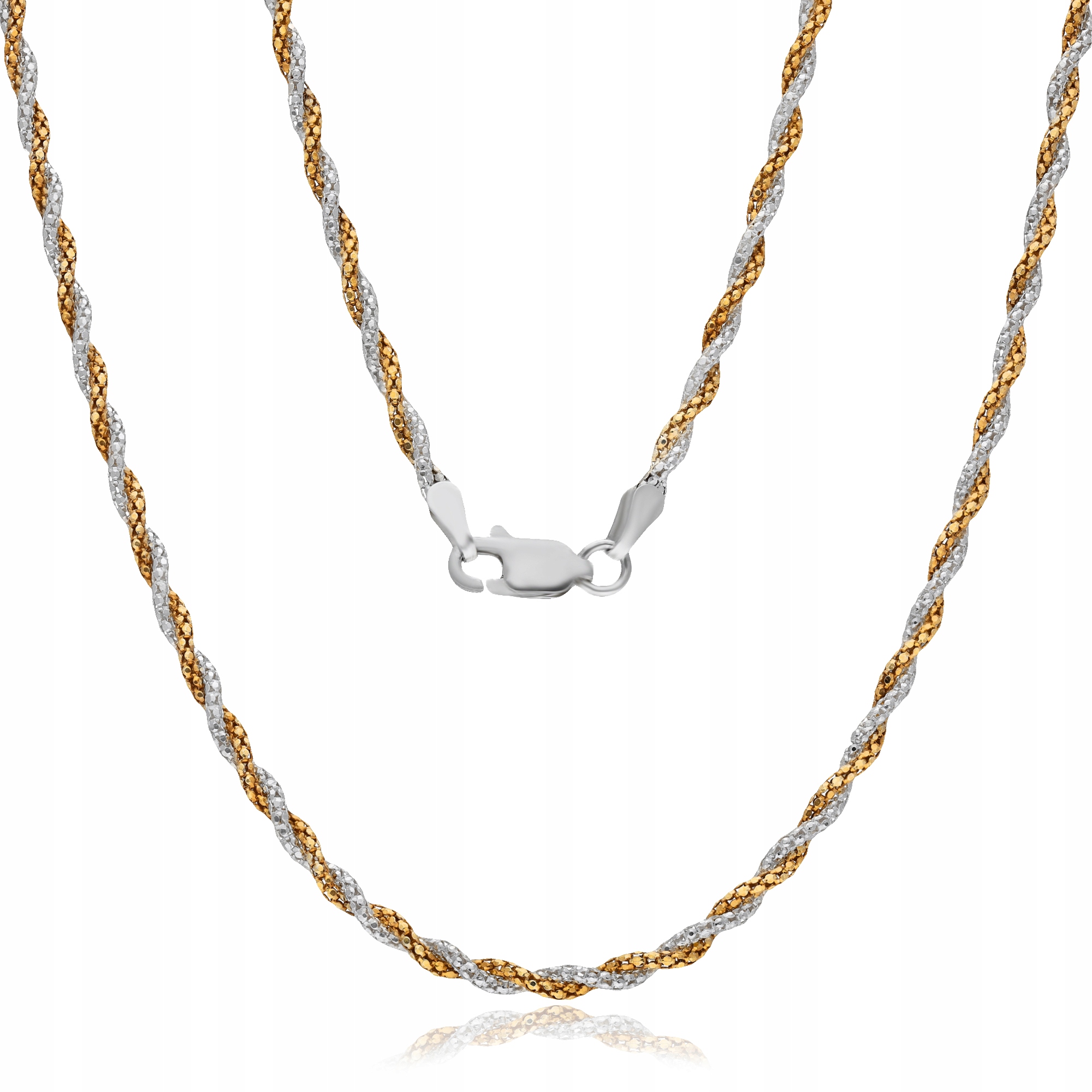 Postříbřený Pozlacený Náhrdelník Pletený Coreana 50 cm