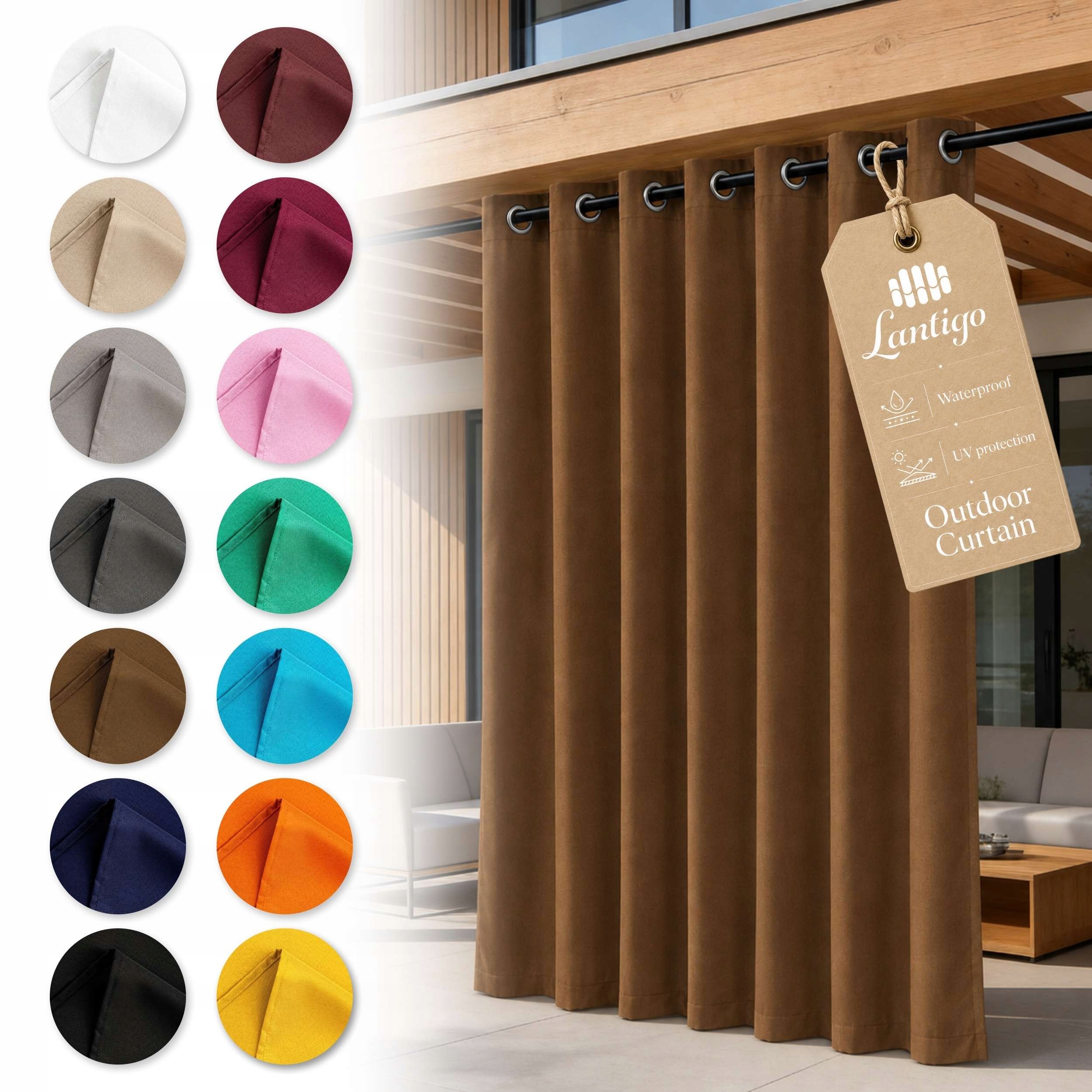 Lantigo Zahradní závěs hnědá 155x190 cm Uv pergola terasa oka