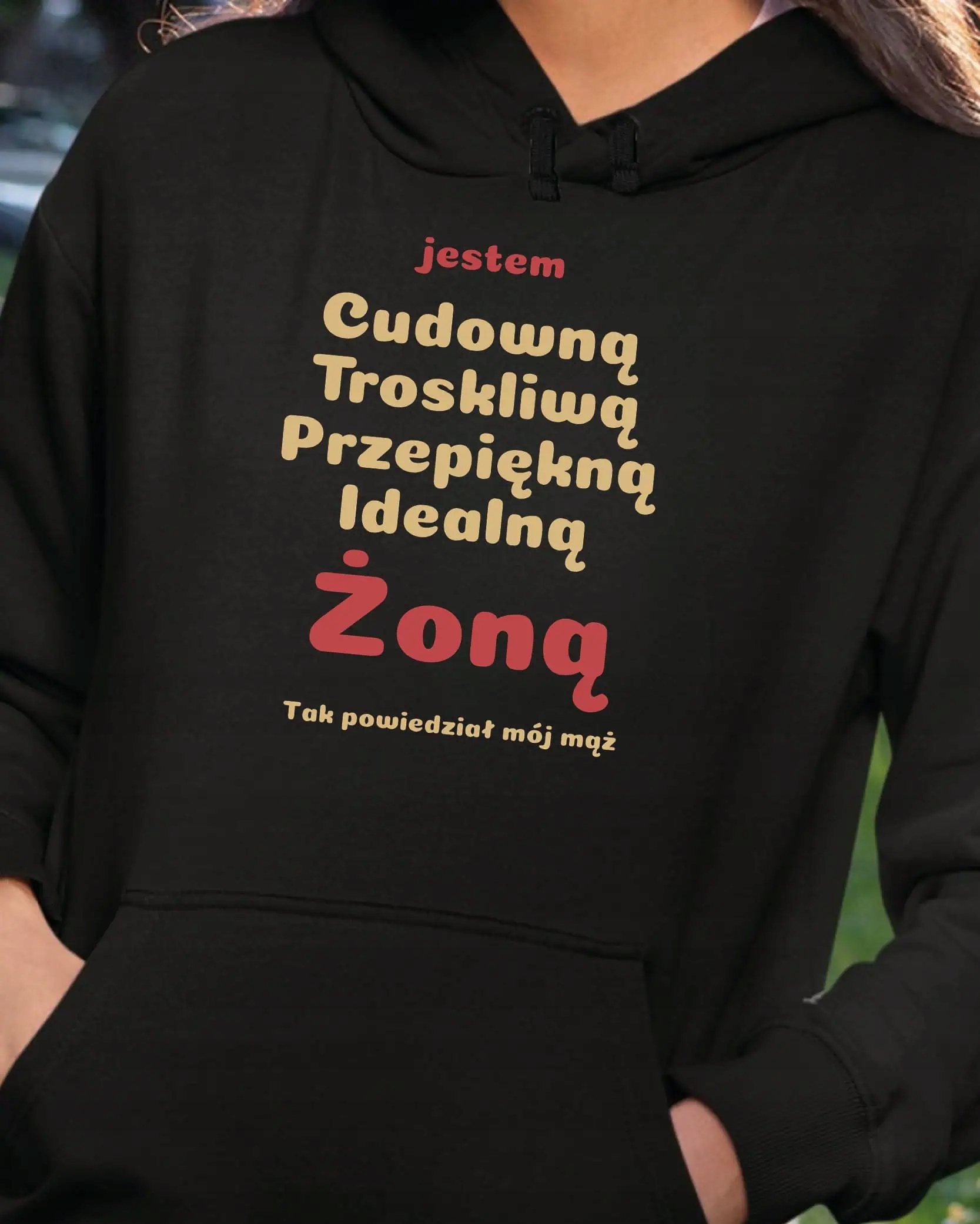 Mikina s kapucí Dárek pro manželku Vlastnosti Směšná Černá M